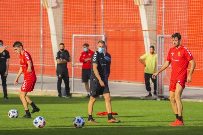 Joma, durant l'entrenament d'ahir al Nou Estadi.