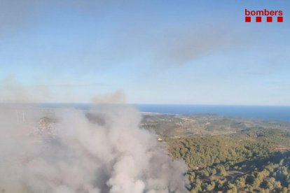 Imatge aèria de l'incendi de vegetació.