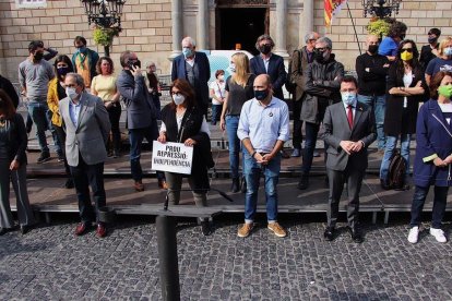 Formacions polítiques, ANC i Omnium han realitzat un acte a la plaça Sant Jaume de BArcelona.