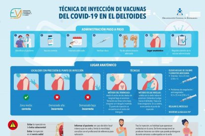 Infografia amb la tècnica per la injecció de les vacunes.