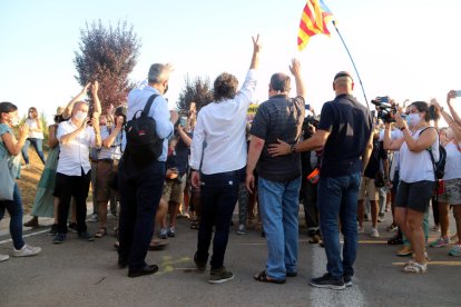 De izquierda a derecha, Quim Forn, Jordi Cuixart, Oriol Junqueras y Raül Romeva.