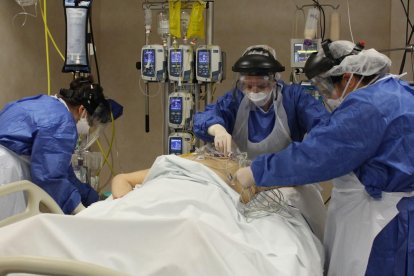 Una paciente de covid-19 ingresada en el servicio de Medicina Intensiva del Hospital de Tortosa Verge de la Cinta.