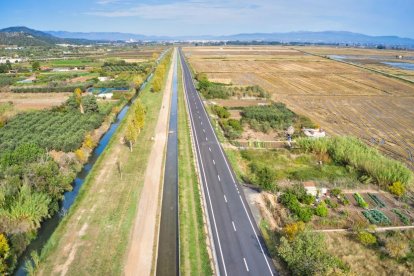 Vista aérea de un tramo de la carretera TV-3408.