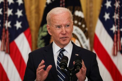 Joe Biden en su primera rueda de prensa como presidente de los EE.UU.