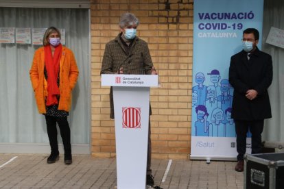 Imagen de Argimon, Vergés y Aragonès en una rueda de prensa pasada.