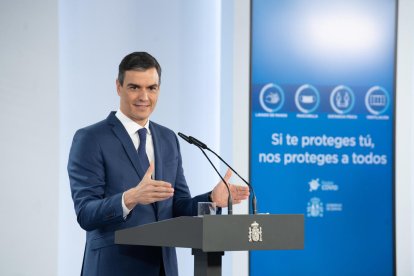 El president del govern espanyol, Pedro Sánchez, en una roda de premsa.