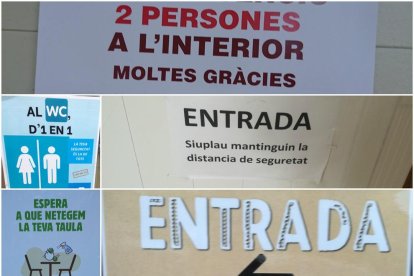 Modelos de carteles que porposa el CNL para normalizar lingüísticamente los establecimientos.