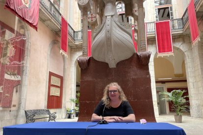 Imagen de Ramos, portavoz socialista, en la rueda de prensa de ayer en el Ayuntamiento de Tarragona.