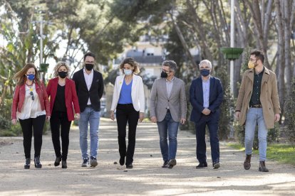 La candidata del PDeCAT a les eleccions, Àngels Chacón, en un acte amb alcaldes de zones turístiques a Vila - Seca