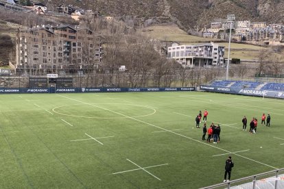 El Estadio Municipal de Encamp, antes del partido.