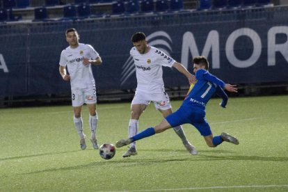 Carlos Albarrán, durante una acción con la camiseta del Nàstic este pasado sábado en Andorra.