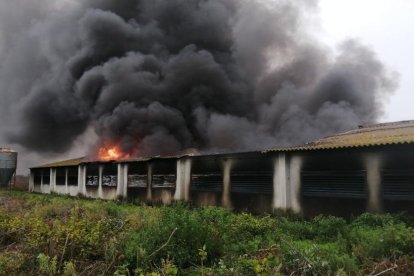 El fuego afecta a unos 60 metros cuadrados de la nave.