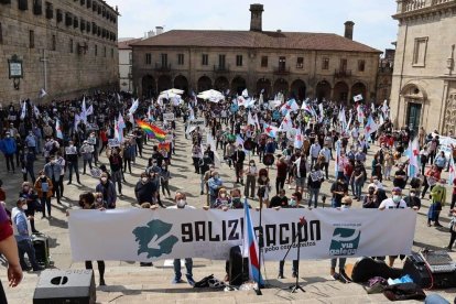 Imatge del final de la manifestació en defensa de l'autodeterminació de Galícia.