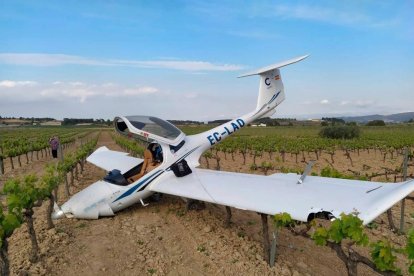 Plano general de la avioneta del CESDA después del aterrizaje de emergencia.