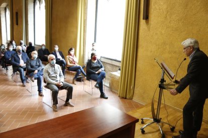 El presidente del Consell Comarcal de la Conca de Barberà, Magí Trullols, durante la presentación del manifiesto.