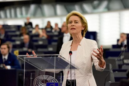 La presidenta de la Comissió Europea, Ursula von der Leyen, en una intervenció a l'Eurocambra.