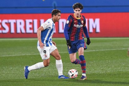 Un moment del Barça B-Espanyol B (2-1) de la passada jornada.