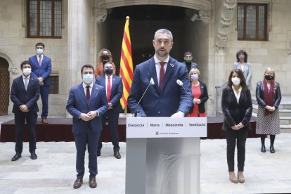 El conseller Bernat Solé, en comparecencia en el Palau de la Generalitat