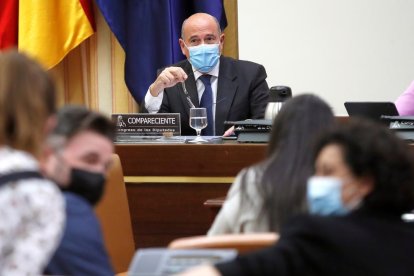 El coronel dela Guardia Civil durante la comparecencia en el Congreso de los Diputados.