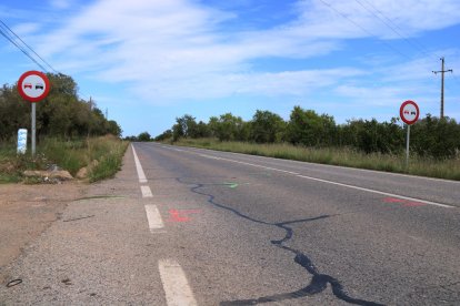 Punto donde se ha producido el accidente que ha causado la muerte de un motorista, a la TP-7225, en el término municipal de Constantí