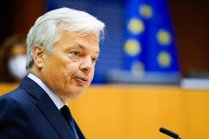 L'eurocomissari de Justícia, Didier Reynders, durant una compareixença a l'Eurocambra.