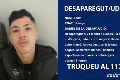 Imagen compartida por los Mossos del joven desaparecido.