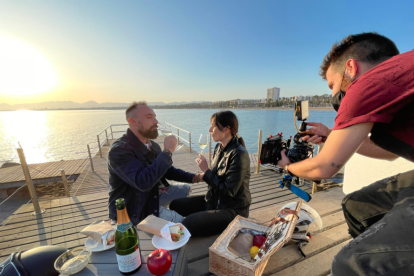 Un momento del rodaje del anuncio en Salou.