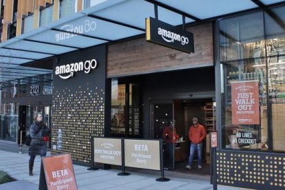 Entrada d'un supermercat Amazon Go a Seattle.