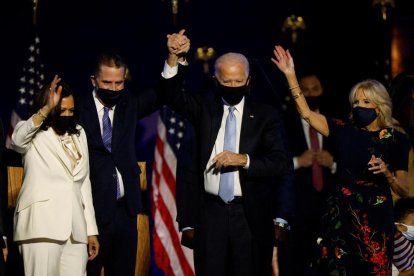 El presidente electo de los EE.UU., Joe Biden, y su número dos, Kamala Harris.