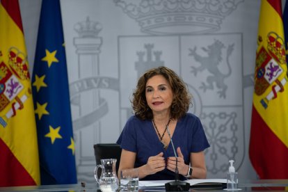 La portaveu del govern espanyol, María Jesús Montero, a la roda de premsa posterior al Consell de Ministres.