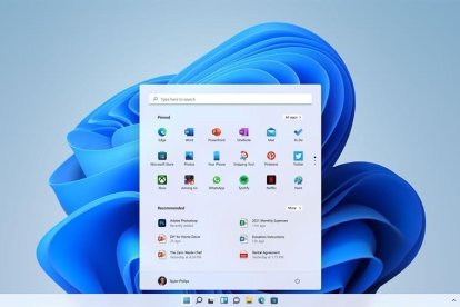 Imatge del nou menú d'inici de Windows 11, que es va presentar aquest dijous.