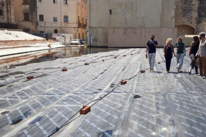 VIsita institucional a les obres de remodelació de la plaça de la Catedral de Tortosa.