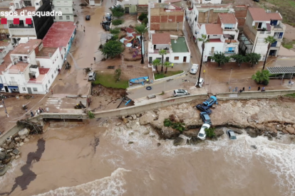 Imagen de dron de los destrozos del aguacero en Alcanar.