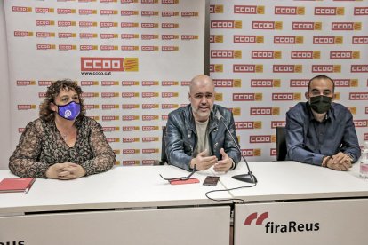 De izquierda a derecha, Puig, Sordo y Pacheco en la rueda de prensa previa a la assamble en Reus ayer.