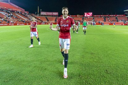 Edgar Hernández, feliz después de marcar un gol en el Alcoyano hace dos jornadas.