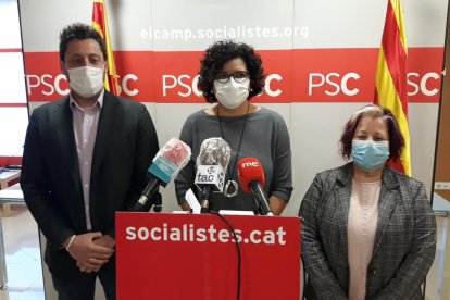 Imatge de la roda de premsa a la seu del PSC.