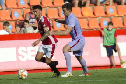 Joan Oriol, durant un moment de l'enfrontament entre el Nàstic i el Barcelona B del passat diumenge.