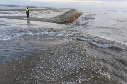 Imatge de la zona del trabucador després de l'afectació del temporal.