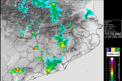 Mapa del radar meteorològic del Meteocat.