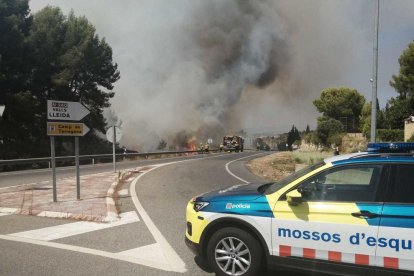 Los agentes han cortado la N-240 debido al incendio.