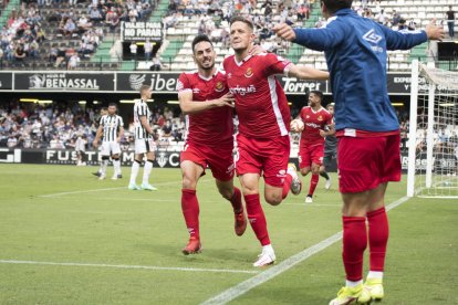 Edgar celebrando el gol ante el Castellón.