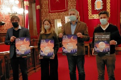 Dídac Nadal, Inés Solé, Pau Ricomà i Manel Castaño a la presentació dels actes d'ahir.