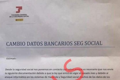 Detall de la carta que envien els autors d'una estafa de 'phishing' a les seves víctimes.