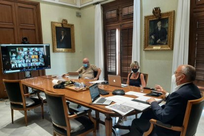 Imagen del pleno extraordinario sobre el estado de la ciudad celebrado ayer de manera telemática.