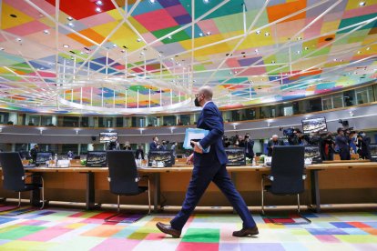 El presidente del Consejo Europeo, Charles Michel, llegando a la cumbre en Bruselas.