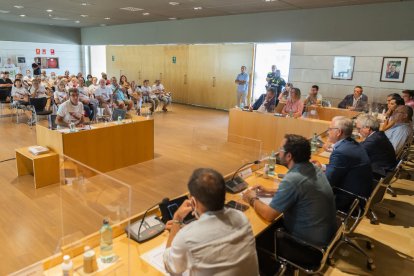 Rafel Querol, president de l'Associació de Veïns Barenys-Platja Ponent, intervenint al plenari.