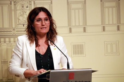 La consellera de la Presidència, Laura Vilagrà, durant una roda de premsa al Palau de la Generalitat