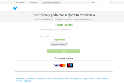 El enlace que hay en el SMS te lleva a una página para rellenar con los datos de la tarjeta bancaria.