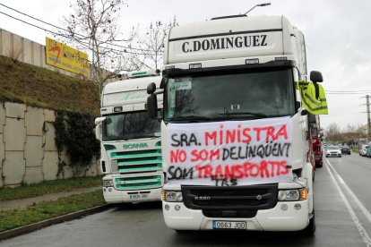 Dos de los camiones que participan en la protesta.