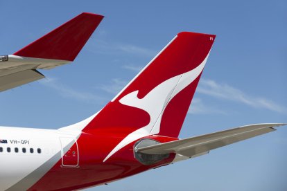 Imatge de la cua d'un dels avions de la companyia australiana Qantas.